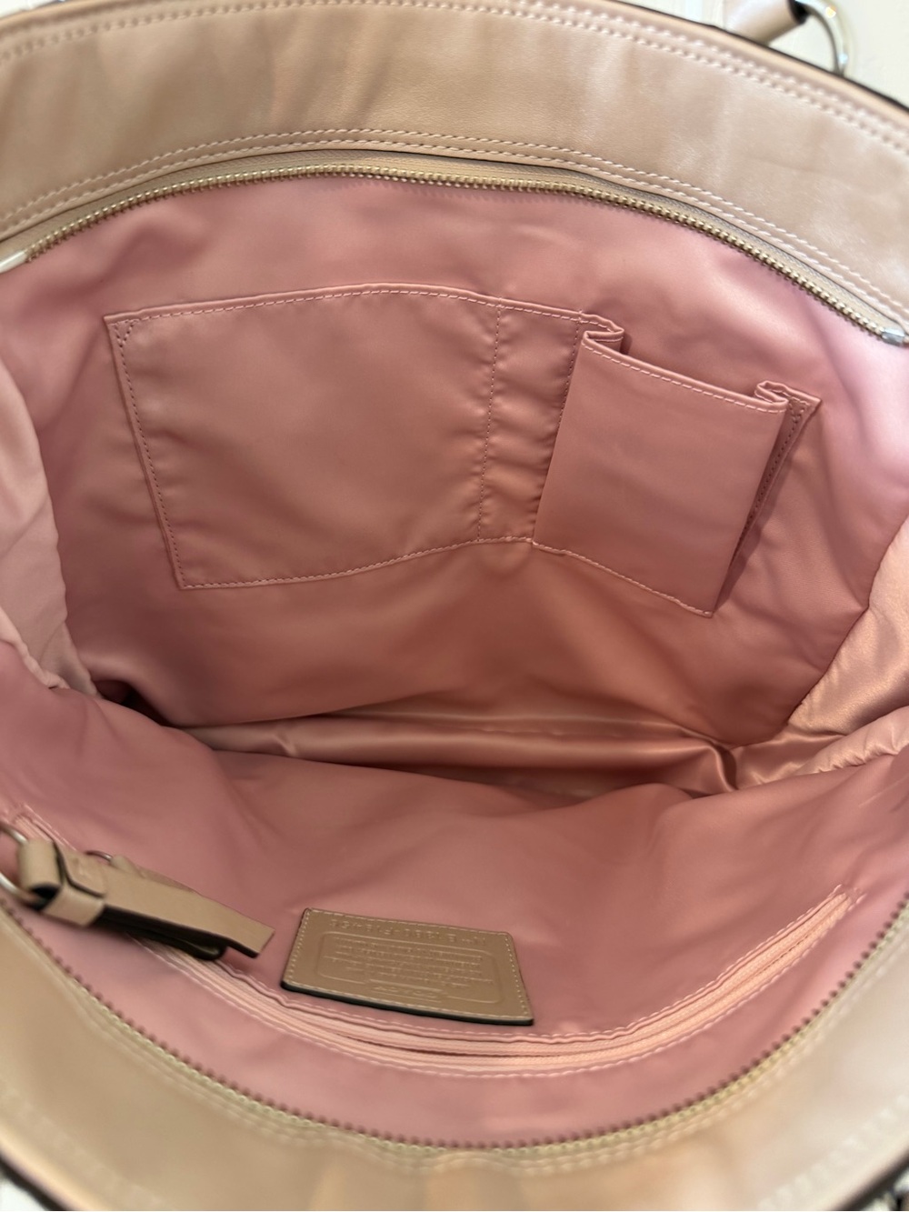 Coach Leather Tote in Taupe Beige